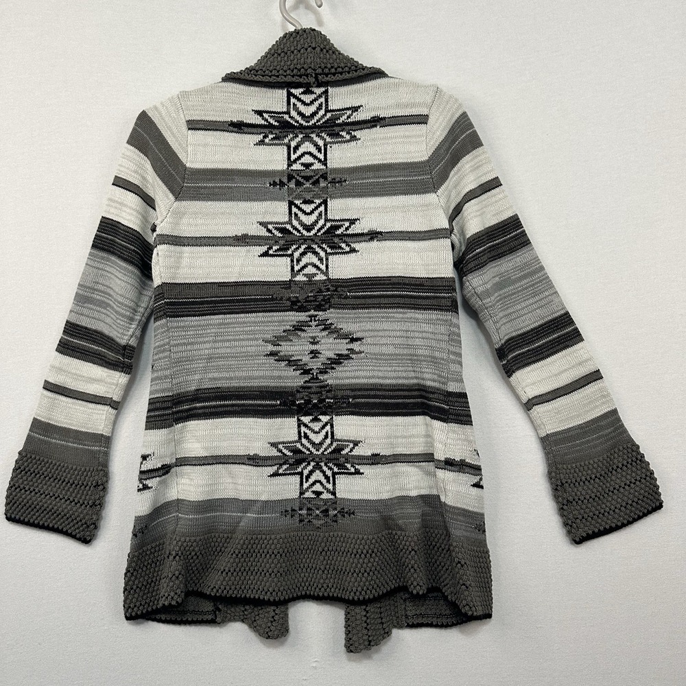 BCBG‎ Maxazria Women's Medium Open Front Cardigan Sweater Gray Black White - Picture 2 of 9